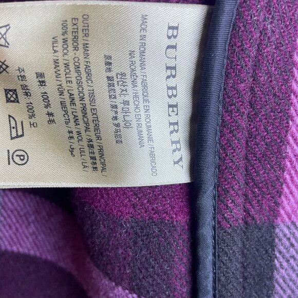 Women’s Magenta Plaid Wool Toggle Coat Hooded Classic Winter Size 8 - Picture 13 of 14